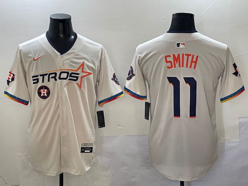 Men Houston Astros #11 Smith Cream Fourth generation Joint Name 2025 Nike MLB Jersey style 4157->houston astros->MLB Jersey